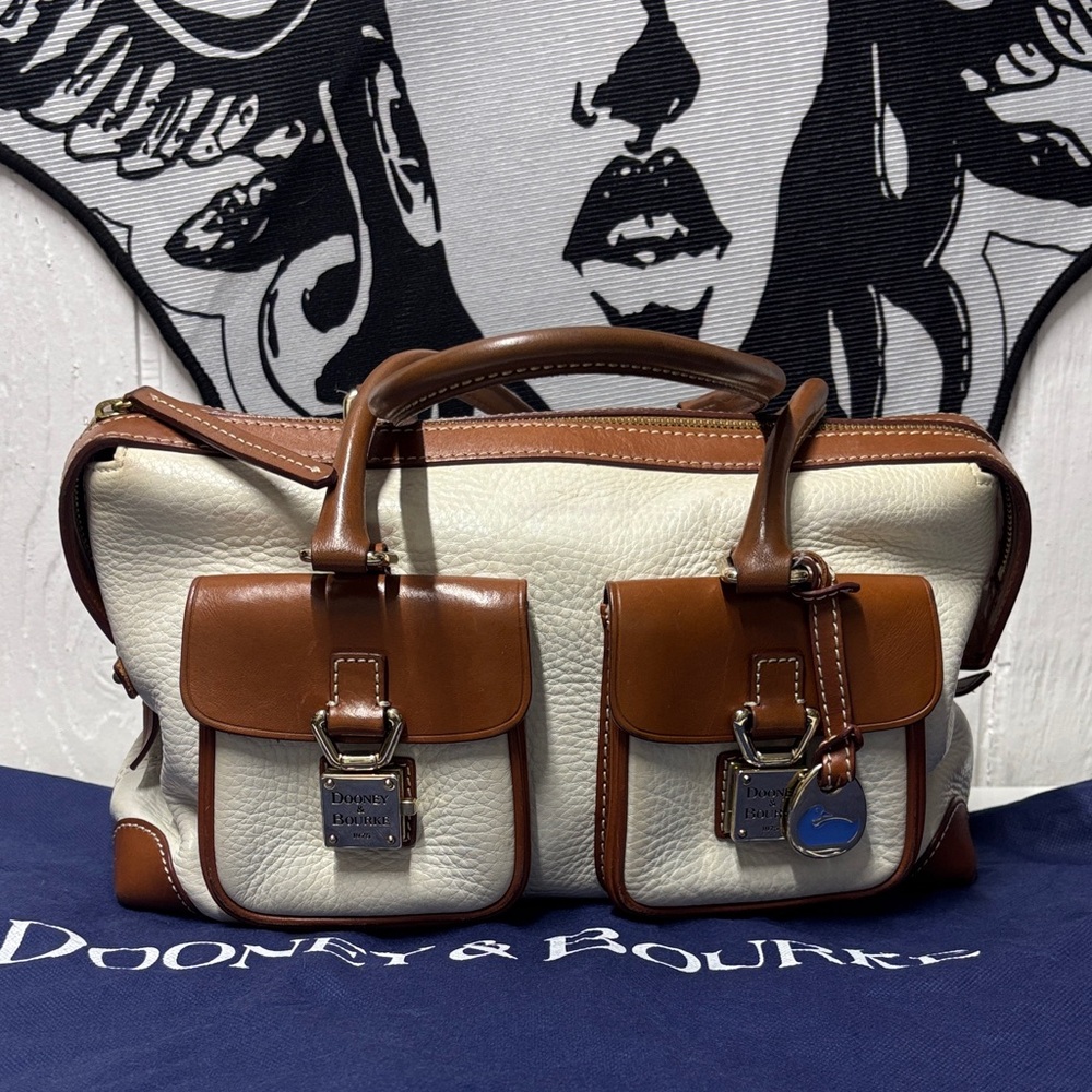 Dooney & Bourke Rare vintage 90s Cream and Tan Leather Satchel